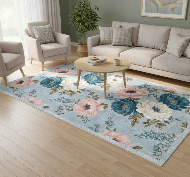 Alfombras vinílicas por metros patrón floral colorido - TenVinilo