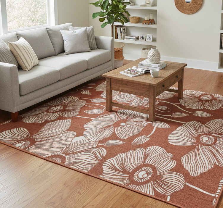 Alfombra exterior diseño floral rojo - TenVinilo