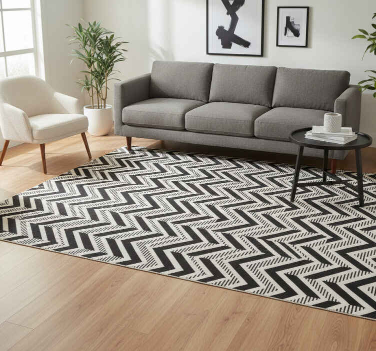 Alfombra vinílica geometría en blanco y negro - TenVinilo