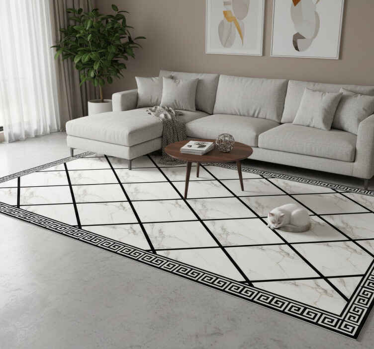 Alfombra vinílica mármol blanco y negro - TenVinilo