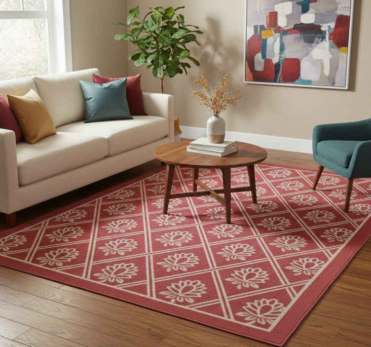 Alfombra para exterior diseño floral vintage rojo - TenVinilo