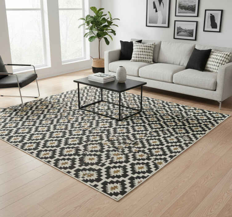 Alfombra para exterior diseño moderno en blanco y negro - TenVinilo