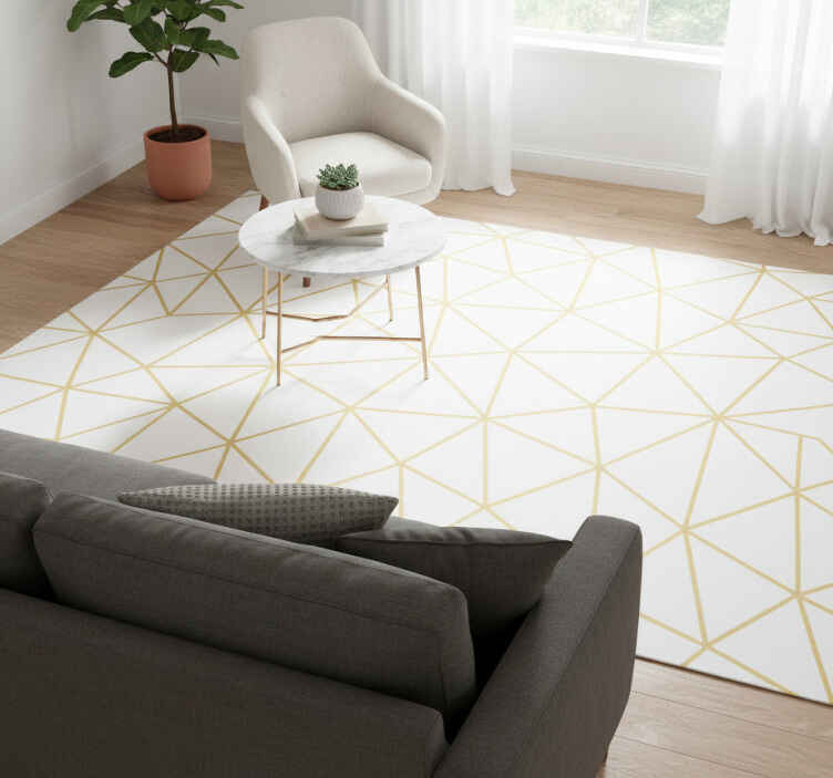 Alfombra vinílica geométrica mosaico prismático dorado - TenVinilo