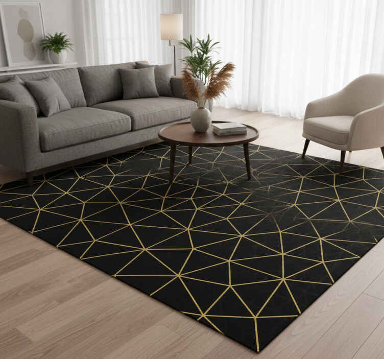 Midnight gold geometric vinyl rug - TenStickers