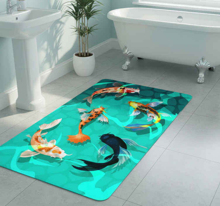 Bathroom vinyl rug koi shower - TenStickers