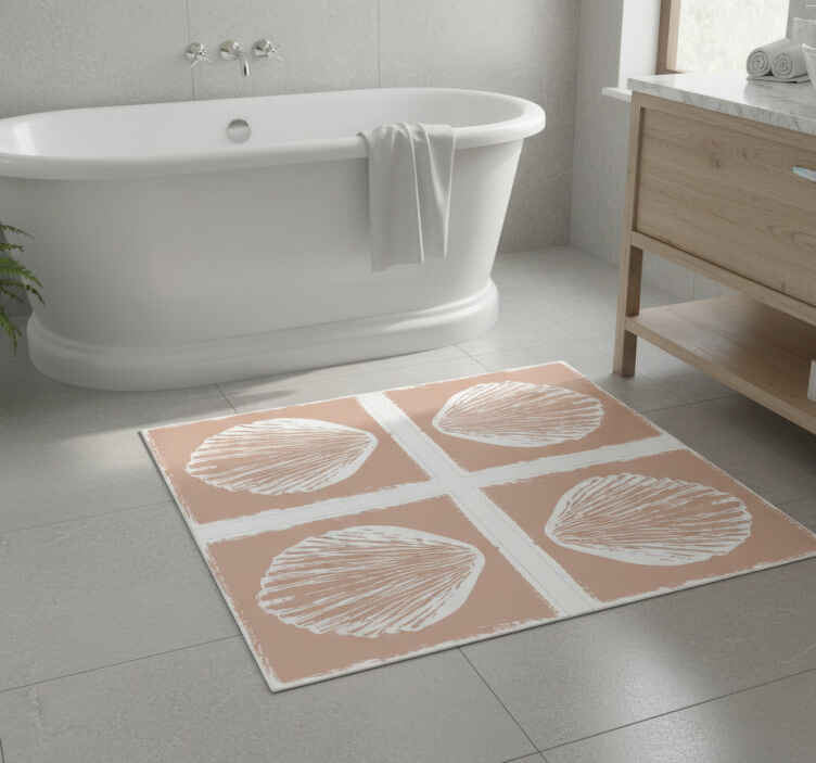 Retro seashell pattern beige bathroom vinyl rug - TenStickers