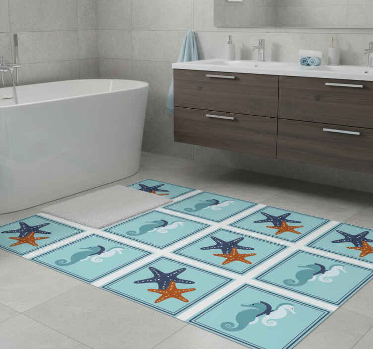 Bathroom vinyl rug in marine style design - TenStickers