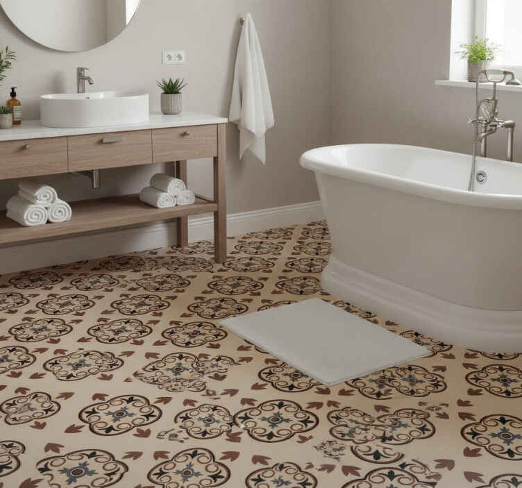 Bathroom vinyl rug with vintage cement design - TenStickers