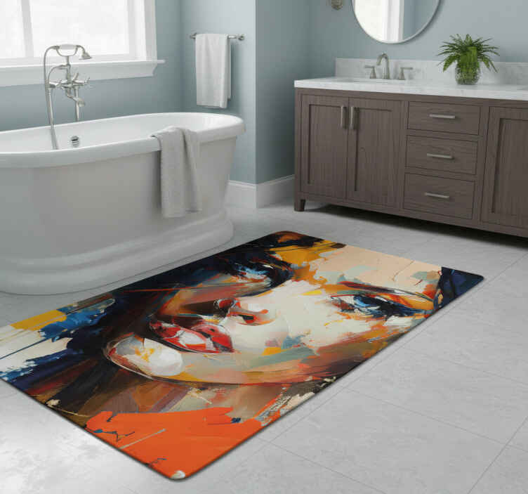 Colorful face painting bathroom vinyl rug - TenStickers