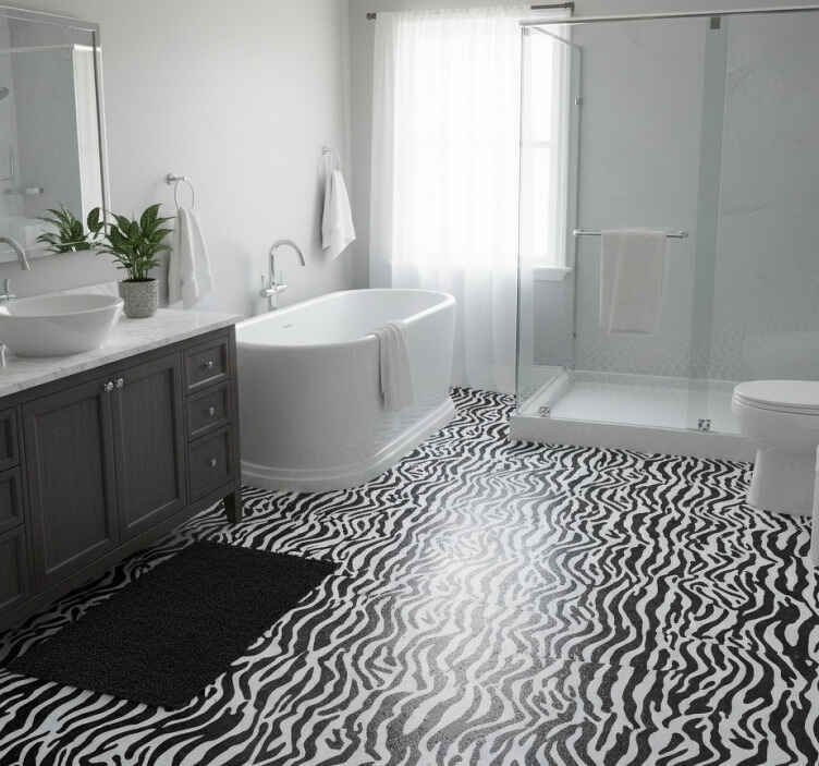 Banyo pvc halı zebra desenli duş perdesi - TenStickers