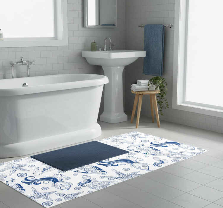 Banyo pvc halı süslemeli deniz yaşamı duş - TenStickers