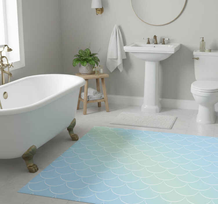 Bathroom vinyl rug in pastel scales pattern - TenStickers