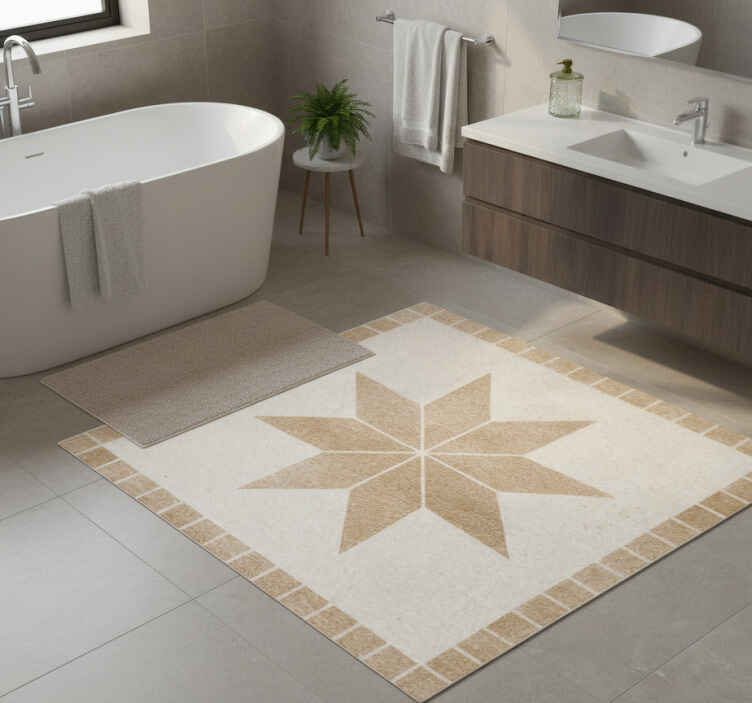 Bathroom vinyl rug in brown star pattern - TenStickers