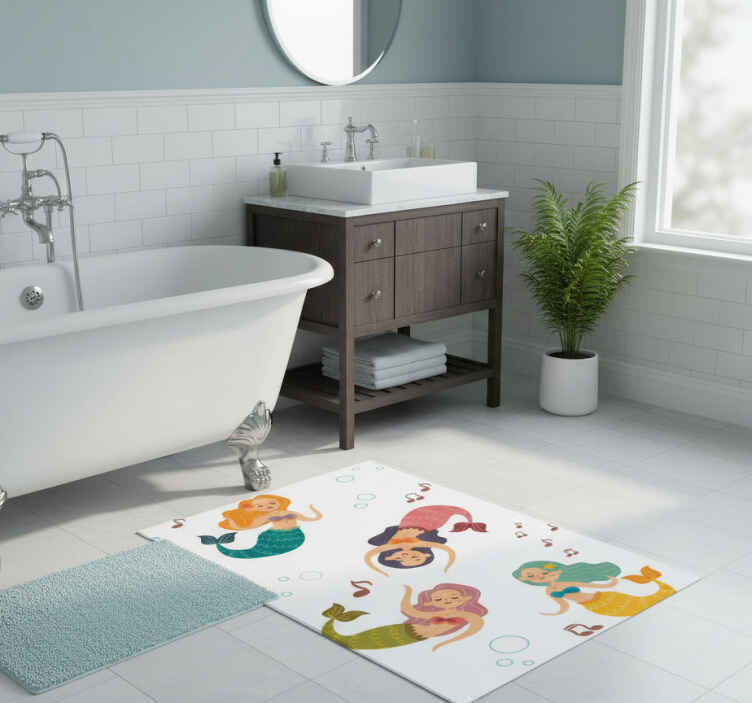 Banyo pvc halı dans eden deniz kızları - TenStickers