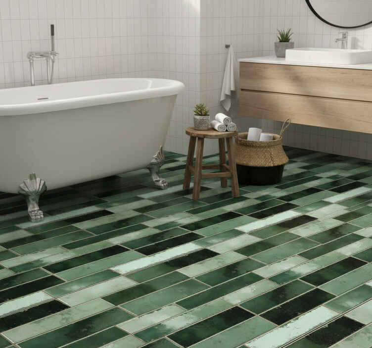 Long green bathroom vinyl rug - TenStickers