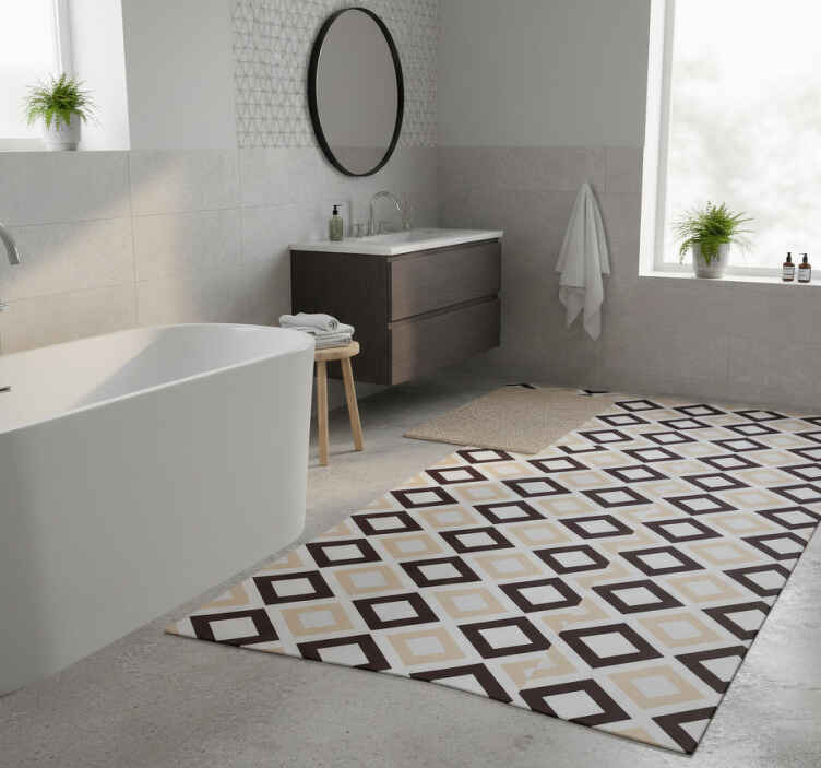 Banyo pvc halı kare vintage çimento deseni - TenStickers