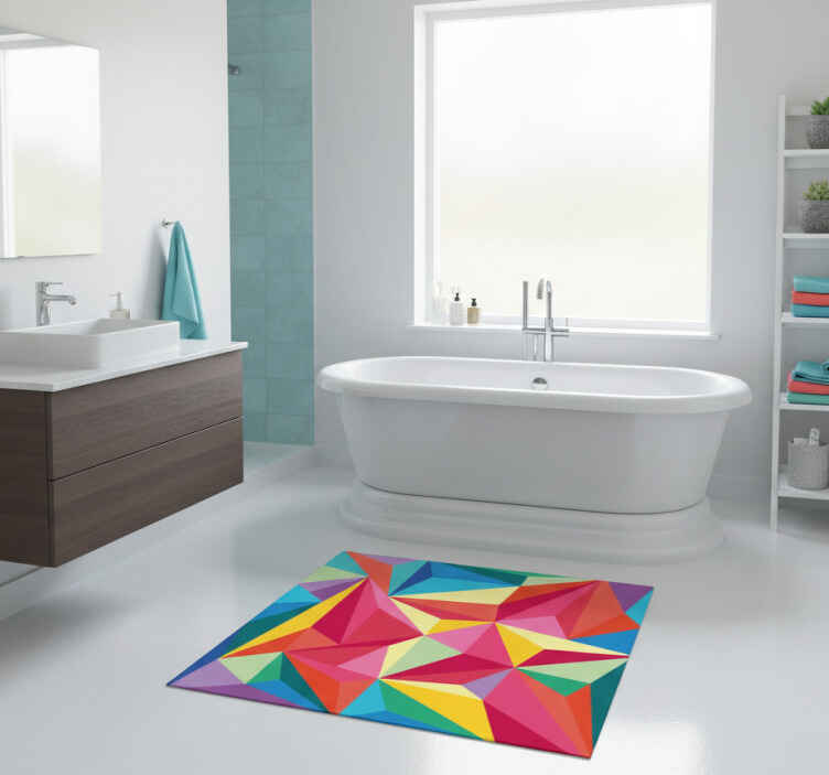 Bathroom vinyl rug with multicolor geometric design - TenStickers