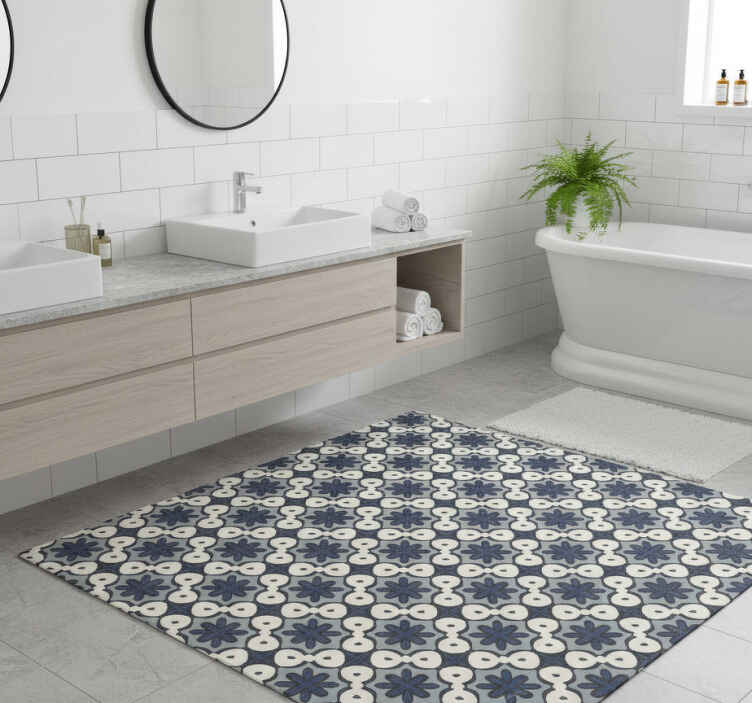 Bathroom vinyl rug in hydraulic blue gracia style - TenStickers