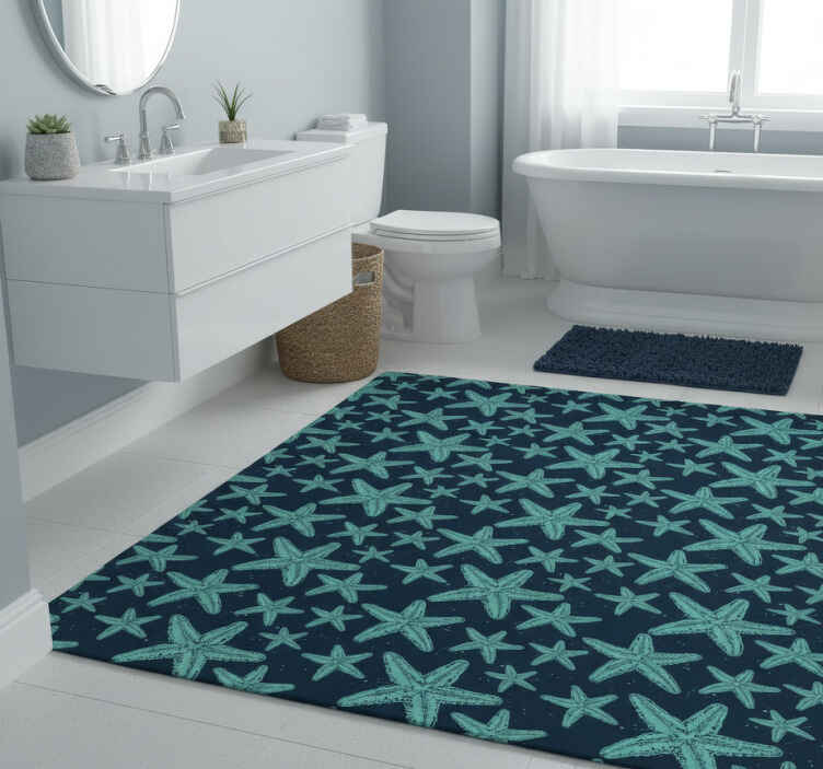 Bathroom vinyl rug starfish bluetones decor - TenStickers