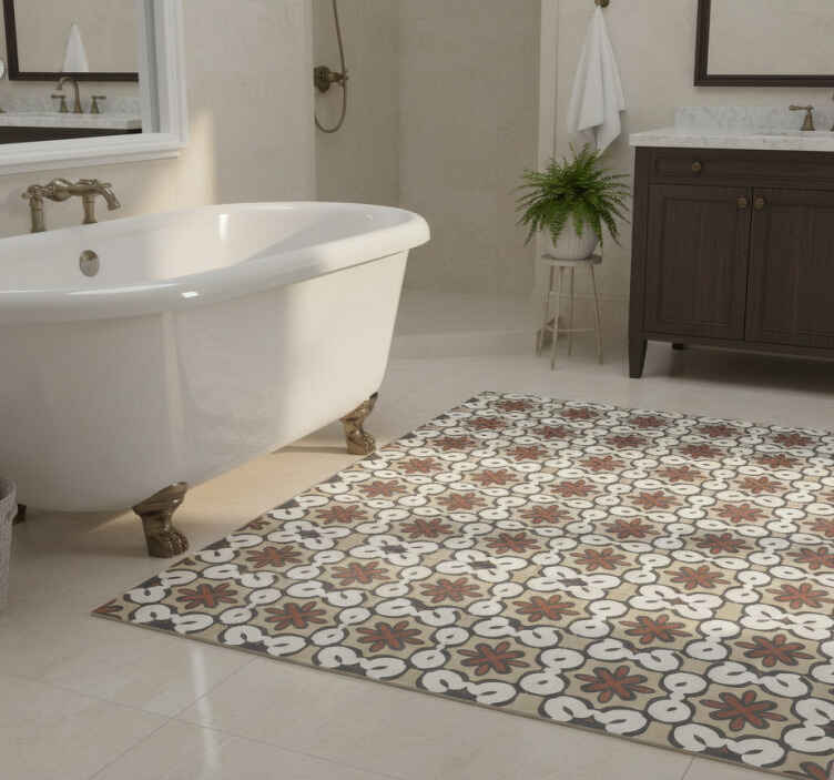 Bathroom vinyl rug in hydraulic brown gracia style - TenStickers