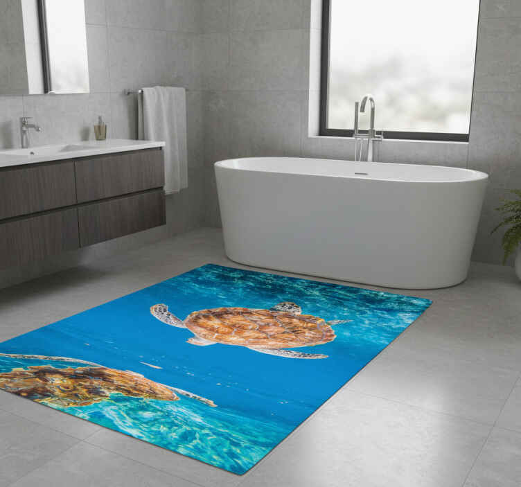 Banyo pvc halı güzel kaplumbağa su altında - TenStickers