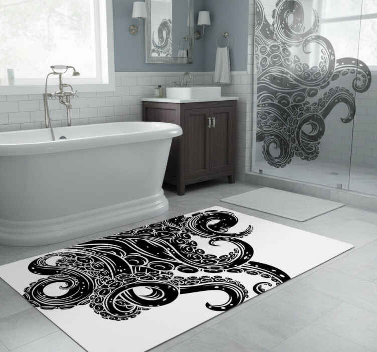 Bathroom vinyl rug octopus tentacles design - TenStickers