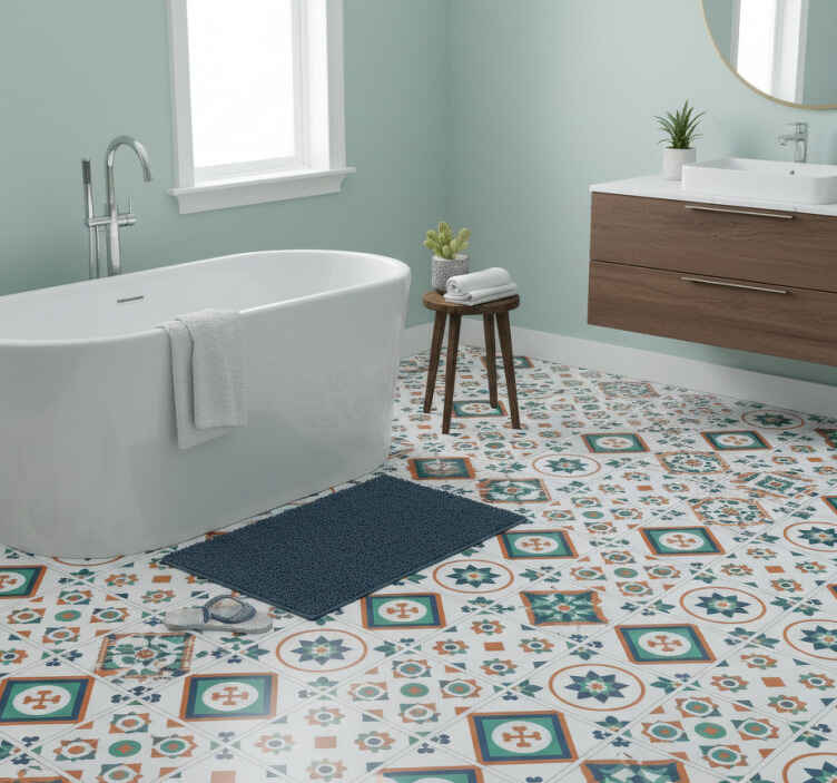 Dywan winylowy do łazienki w geometryczne wzory - TenStickers