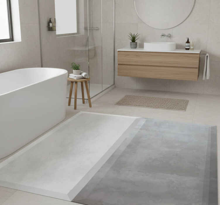 Bathroom vinyl rug in cement tile design - TenStickers