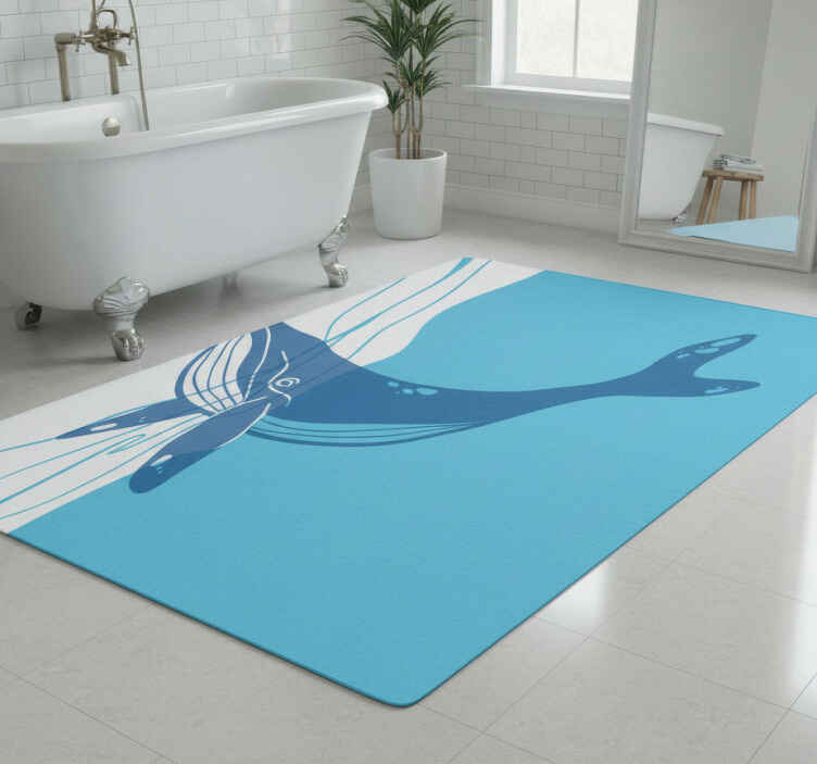 Bathroom vinyl rug with whale shower screen decals - TenStickers