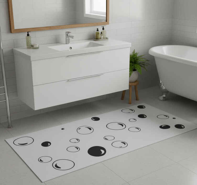Bubbles printed on translucent bathroom vinyl rug - TenStickers