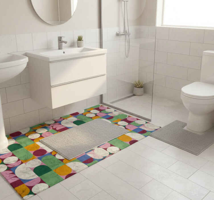 Bathroom vinyl rug with geometric textured patterns - TenStickers