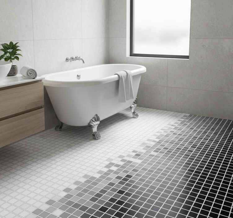 Bathroom vinyl rug with miniature monochrome mosaics - TenStickers
