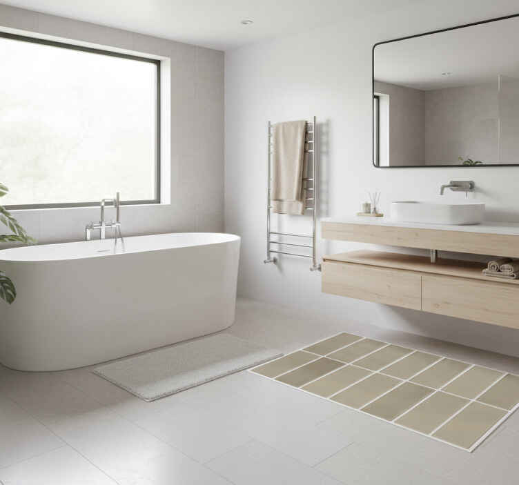 Bathroom vinyl rug in linear stone natural - TenStickers