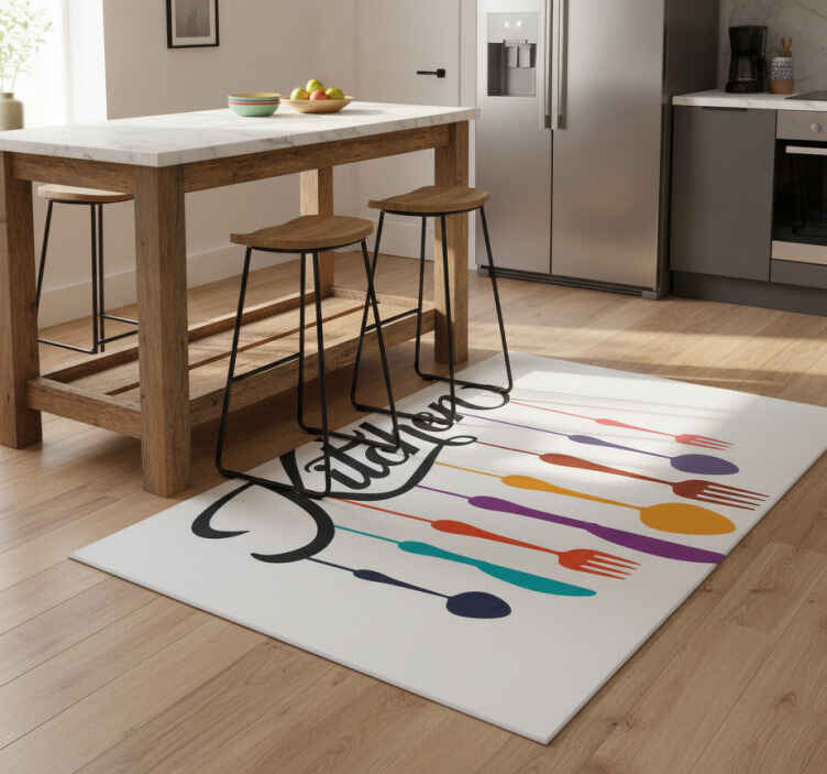 Mutfak pvc halı - mutfak çatal ve kaşıkları - TenStickers