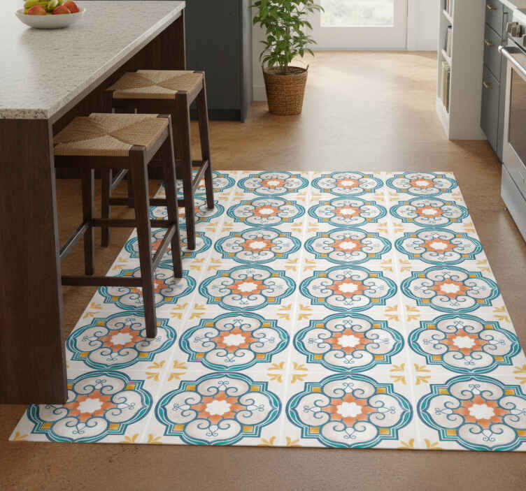 Kitchen vinyl rug with cement pattern designs - TenStickers