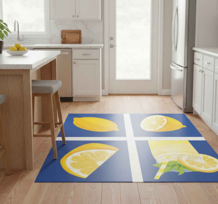Mutfak pvc halı limon suyu desenli - TenStickers