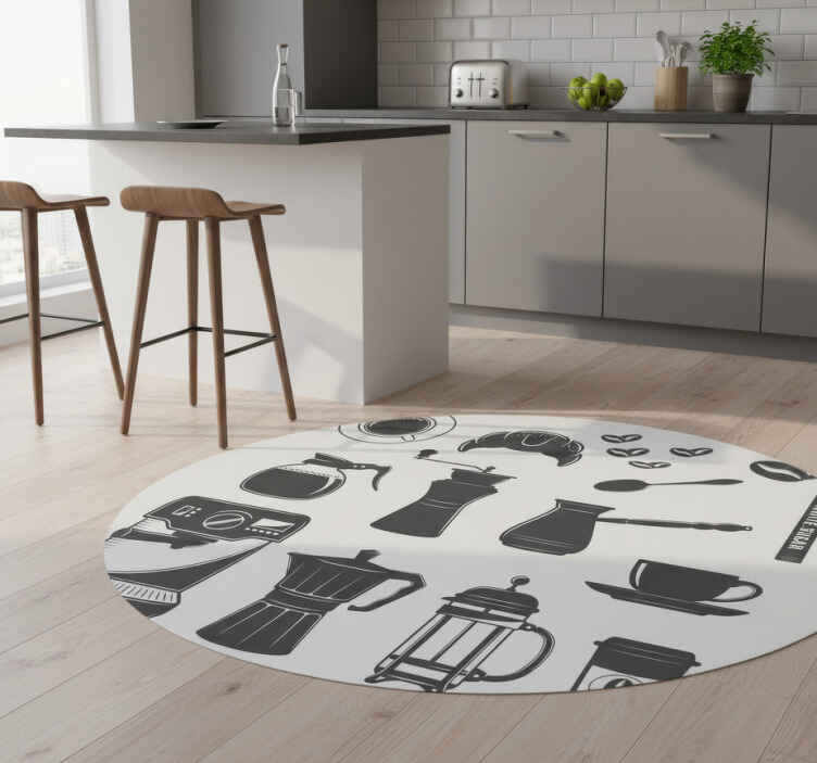 Mutfak pvc halı kahve seti menüsü - TenStickers