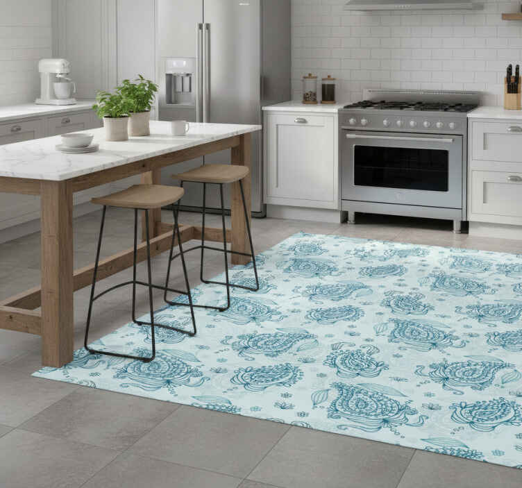 Alfombra vinílica cocina paisley floral - TenVinilo