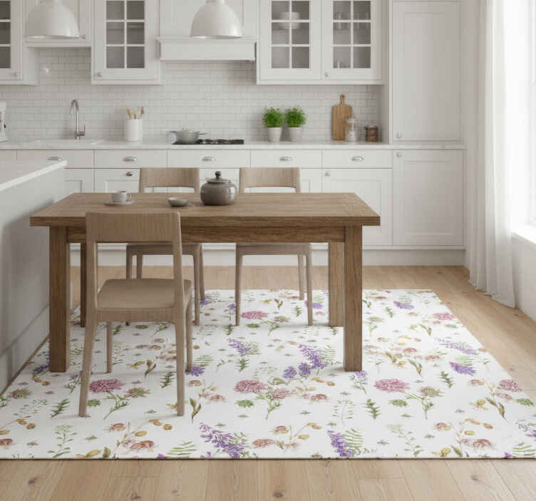 Mutfak pvc halı çok renkli minimalistik çiçekler - TenStickers
