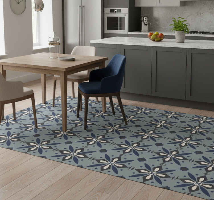 Kitchen vinyl rug in hydraulic color tile design - TenStickers