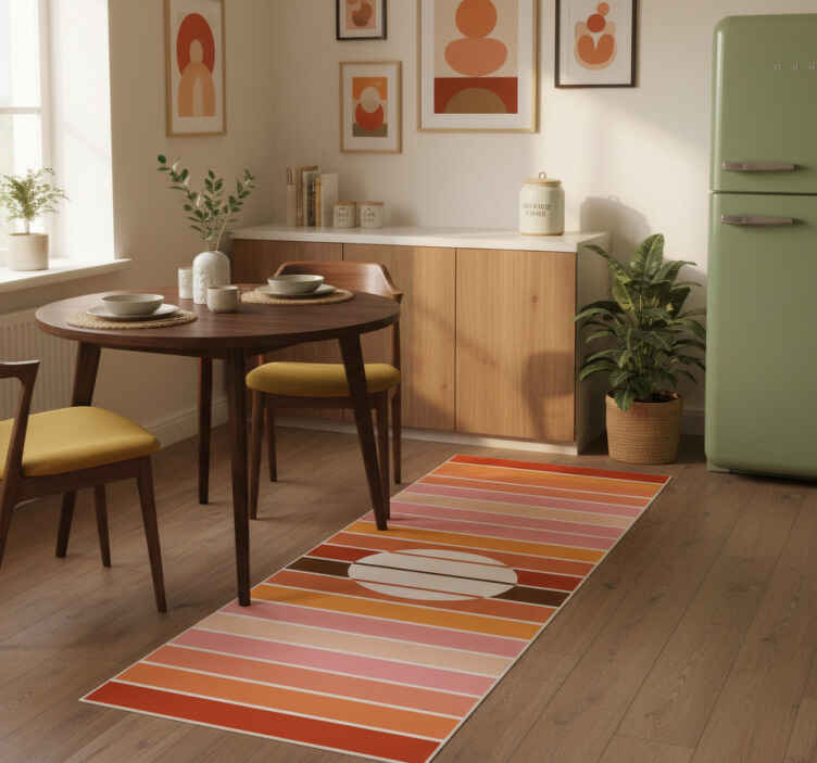 Kitchen vinyl rug 70's sun refrigerator design - TenStickers
