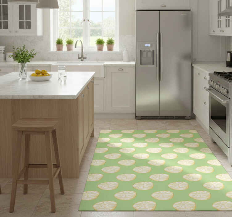 Alfombra vinílica cocina limón cítrico dibujado a mano - TenVinilo