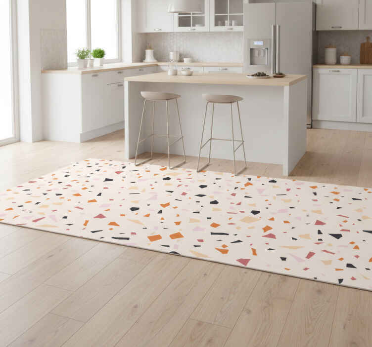 Kitchen vinyl rug in grey terrazzo design - TenStickers