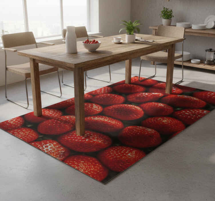 Tapis vinyle cuisine fraises - TenStickers