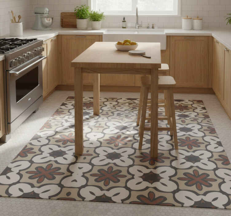 Kitchen vinyl rug in brown gracia hydraulic style - TenStickers