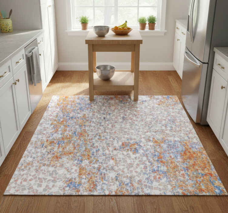 Kitchen vinyl rug with porcelain gray mosaic texture - TenStickers