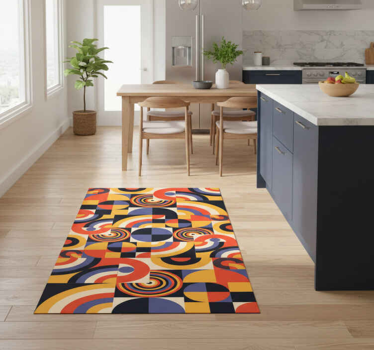 Colorful bauhaus circles kitchen vinyl rug - TenStickers