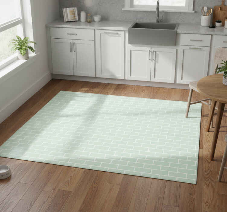 Kitchen vinyl rug green brick decal for kitchen - TenStickers