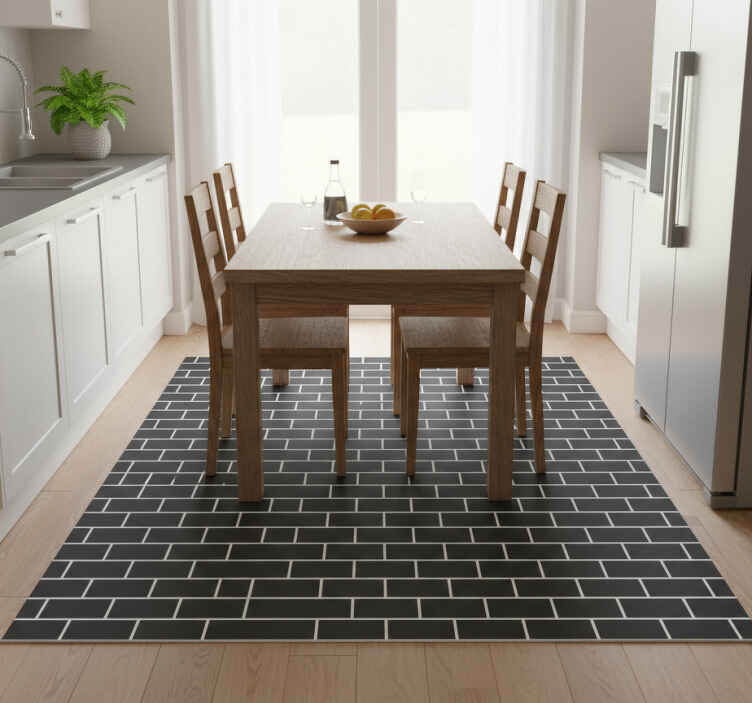 Kitchen vinyl rug dark bricks kitchen decal - TenStickers