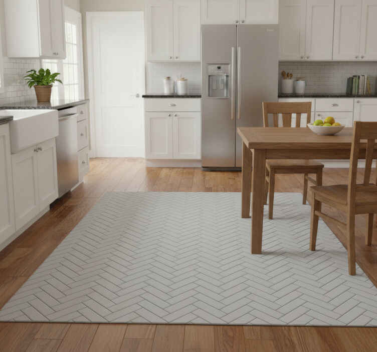 Kitchen vinyl rug in herringbone grey tiles - TenStickers